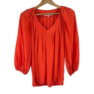 Diane Von Furstenberg Cahil  Silk V neck long sleeves Blouse